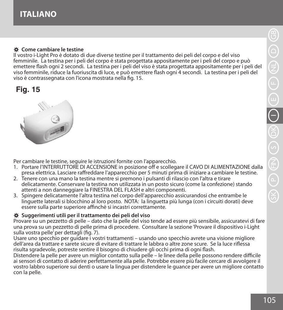 105 italiano, Fig. 15 | Remington IPL6000F User Manual | Page 105 / 204