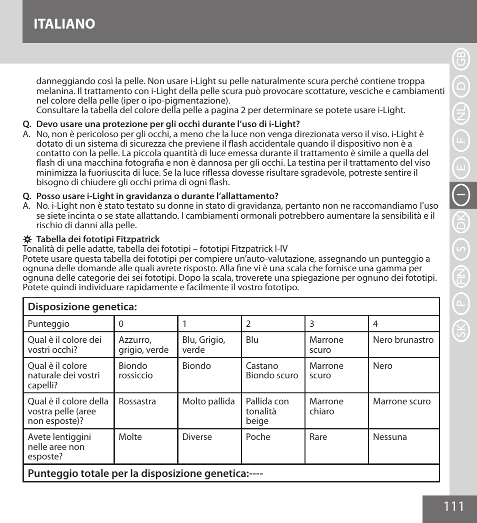 111 italiano | Remington IPL6000F User Manual | Page 111 / 204