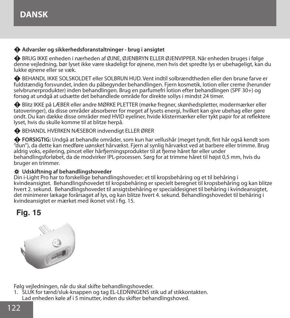 122 dansk, Fig. 15 | Remington IPL6000F User Manual | Page 122 / 204