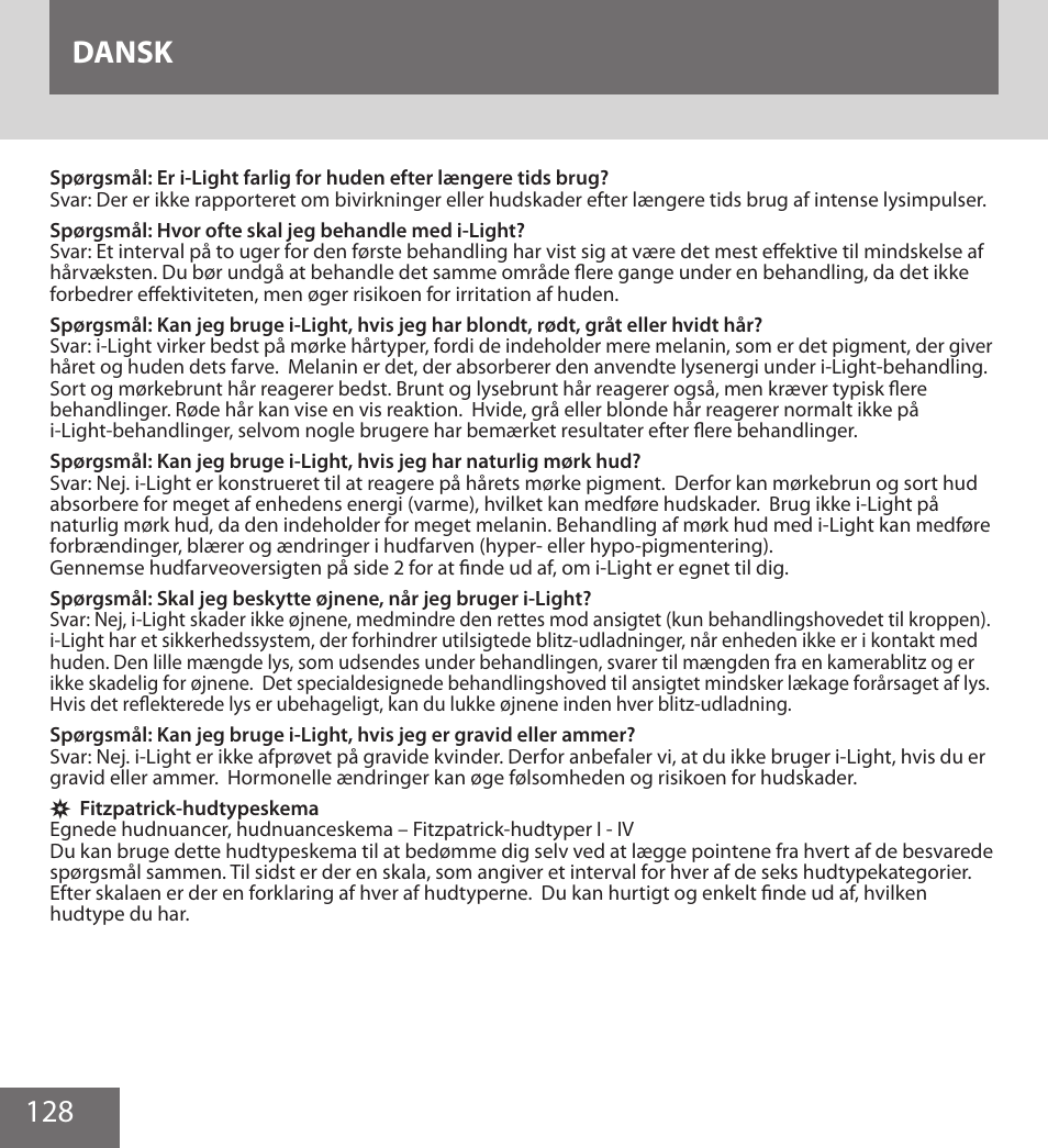 128 dansk | Remington IPL6000F User Manual | Page 128 / 204