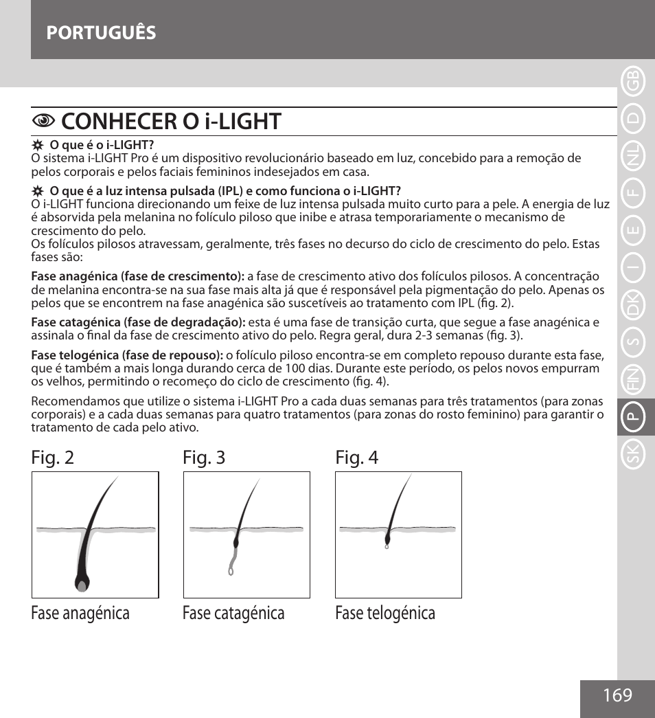 Conhecer o i-light, 169 português | Remington IPL6000F User Manual | Page 169 / 204