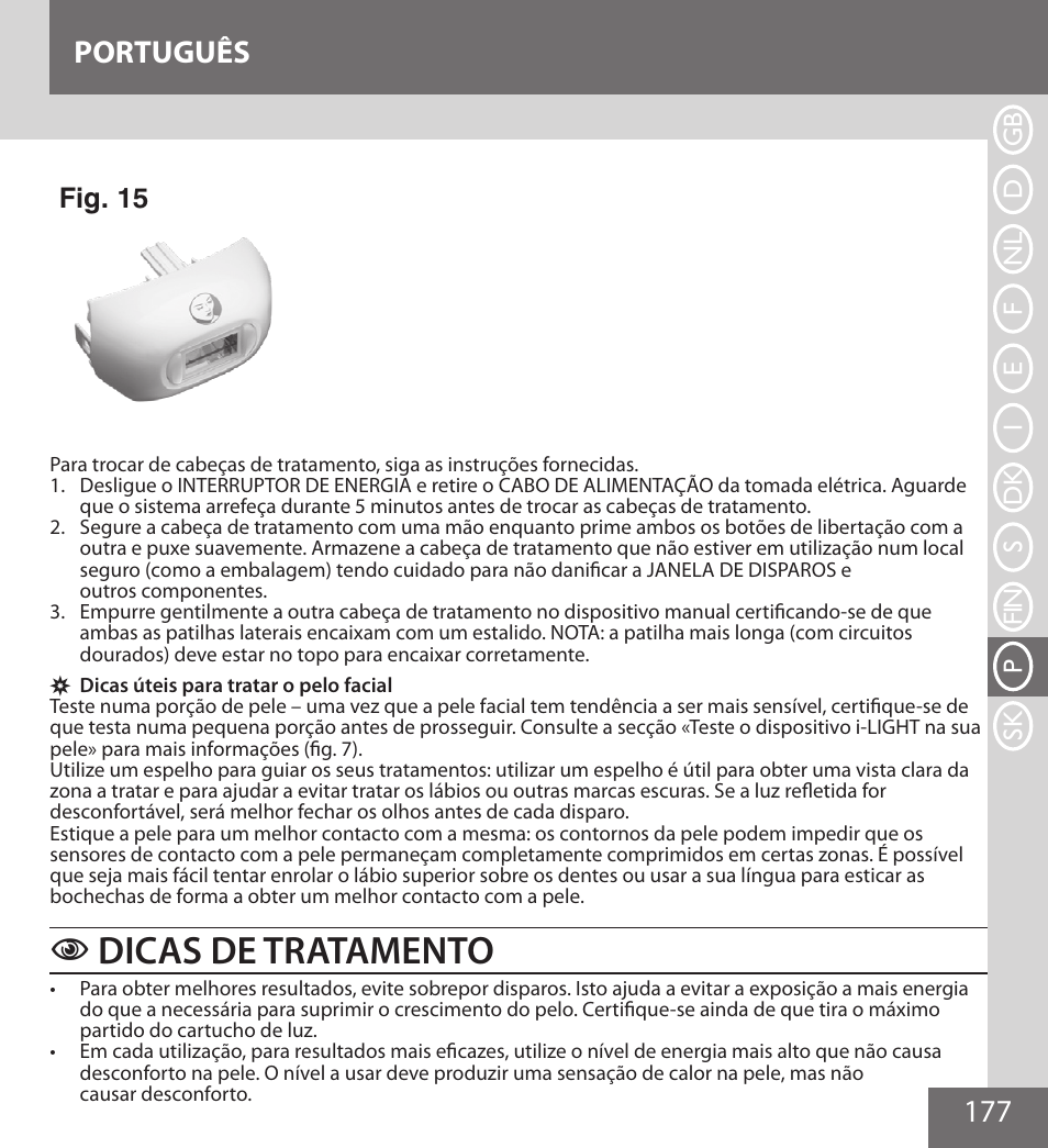 Dicas de tratamento, 177 português, Fig. 15 | Remington IPL6000F User Manual | Page 177 / 204