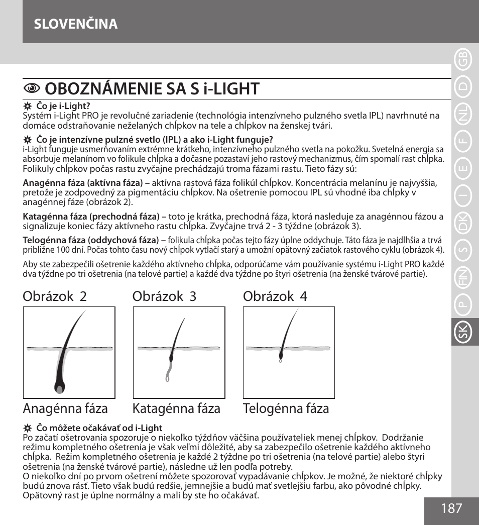 Oboznámenie sa s i-light, 187 slovenčina | Remington IPL6000F User Manual | Page 187 / 204