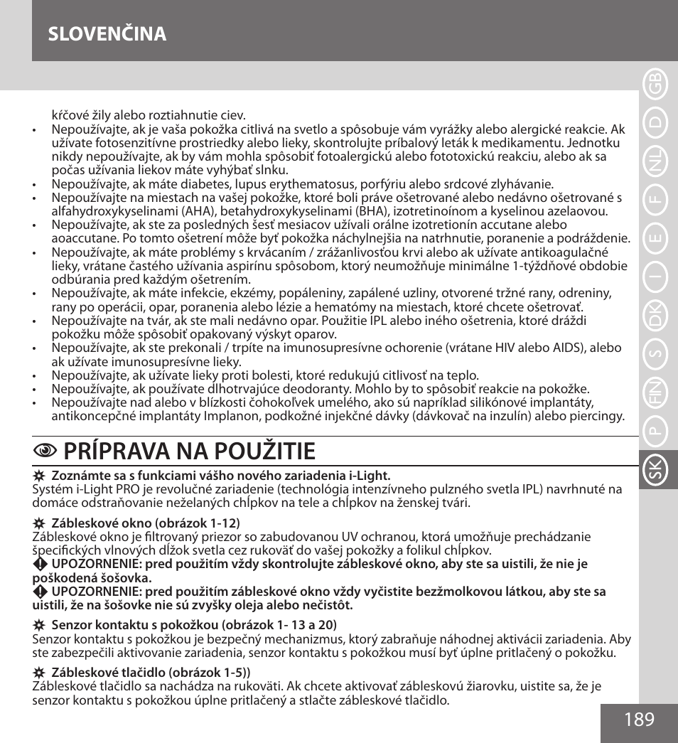 Príprava na použitie, 189 slovenčina | Remington IPL6000F User Manual | Page 189 / 204