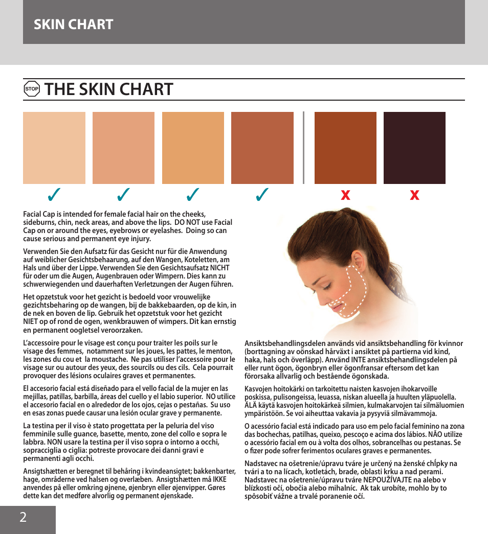 The skin chart, 2skin chart | Remington IPL6000F User Manual | Page 2 / 204