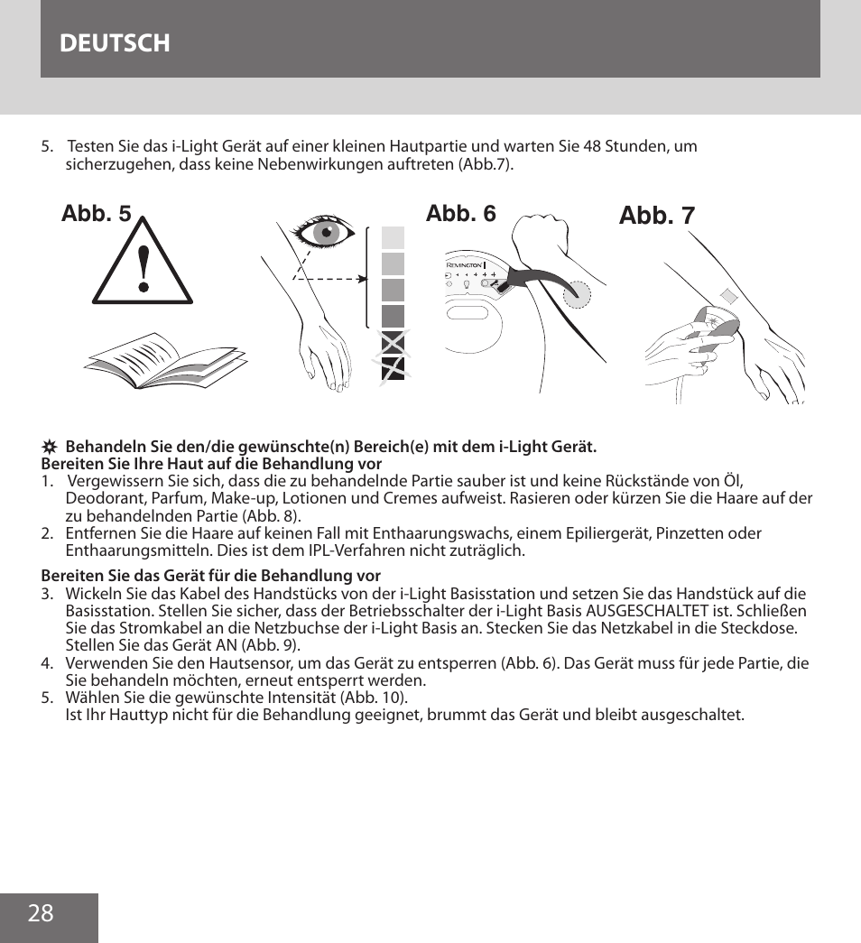 28 deutsch, Abb. 7, Abb. 5 abb. 6 | Remington IPL6000F User Manual | Page 28 / 204