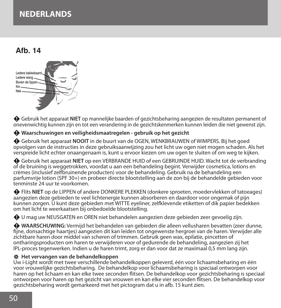 50 nederlands, Afb. 14 | Remington IPL6000F User Manual | Page 50 / 204