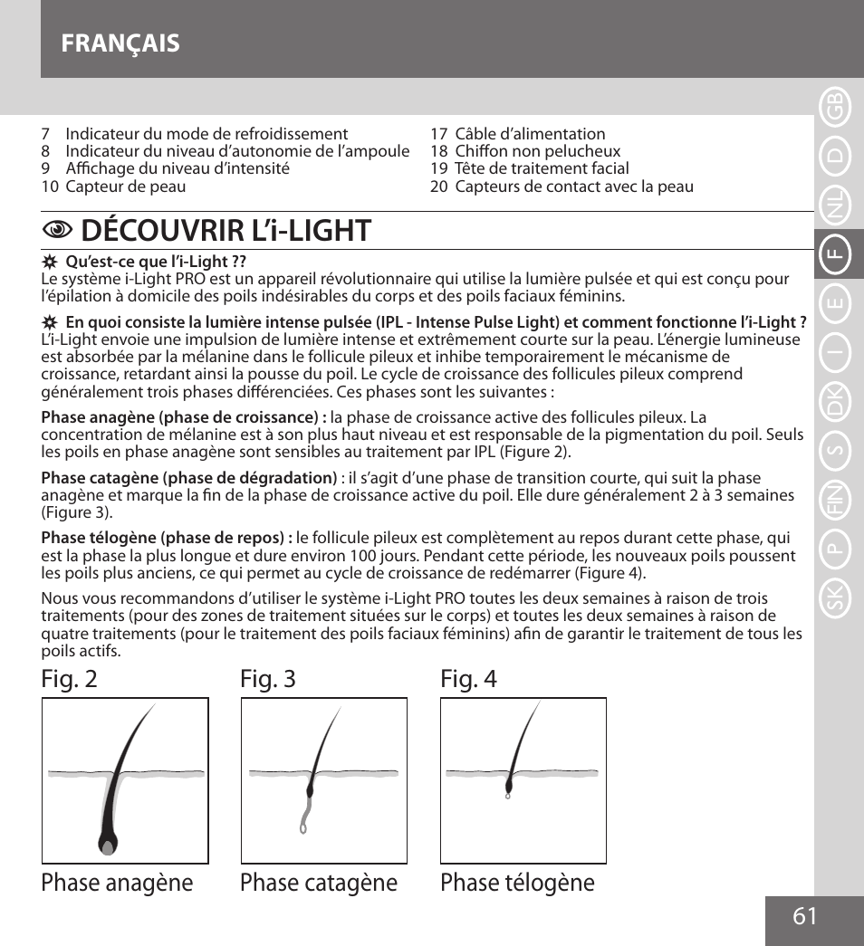 Découvrir l’i-light, 61 français | Remington IPL6000F User Manual | Page 61 / 204