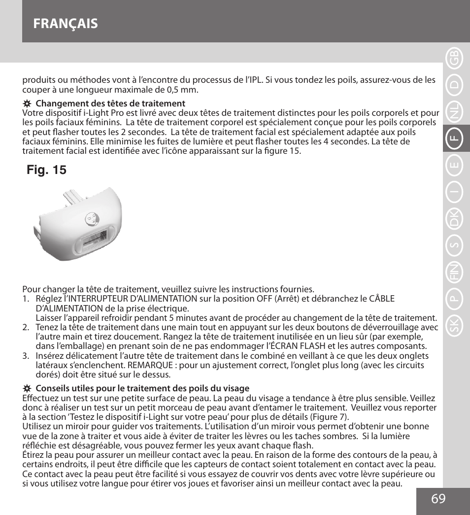 69 français, Fig. 15 | Remington IPL6000F User Manual | Page 69 / 204