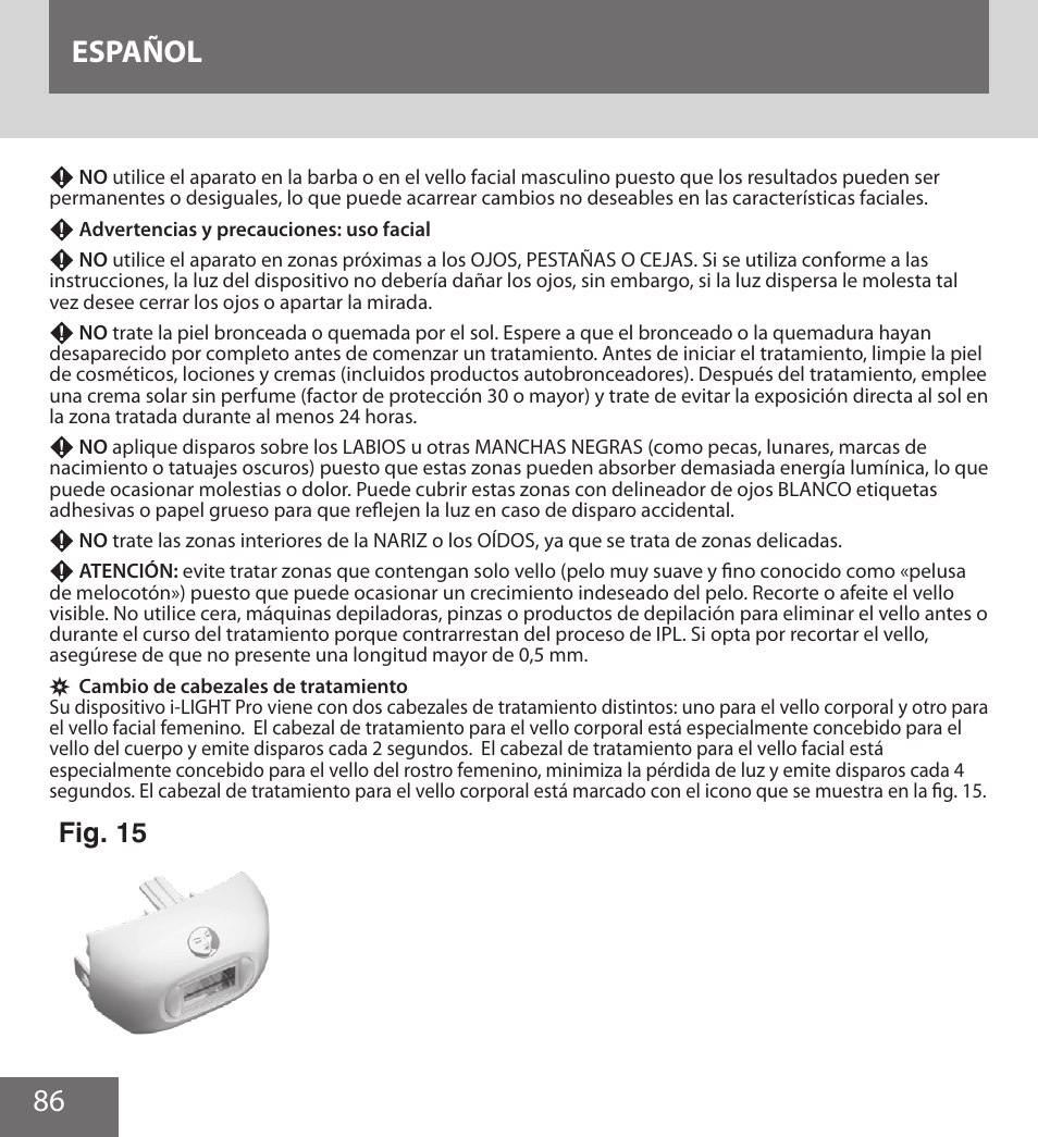 86 español, Fig. 15 | Remington IPL6000F User Manual | Page 86 / 204