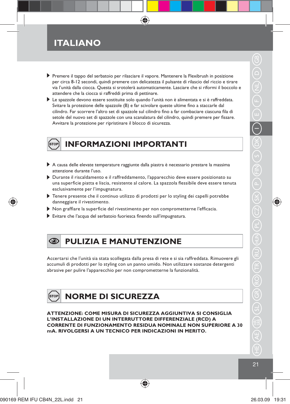 Italiano, Informazioni importanti, Pulizia e manutenzione | Norme di sicurezza | Remington CB4N User Manual | Page 23 / 84