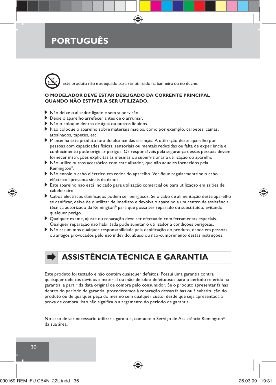 Português, Assistência técnica e garantia | Remington CB4N User Manual | Page 38 / 84