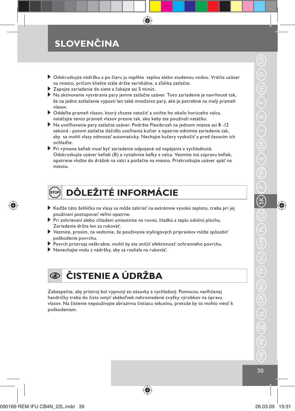 Sloven ina, Slovenčina, Dôležité informácie | Čistenie a údržba | Remington CB4N User Manual | Page 41 / 84