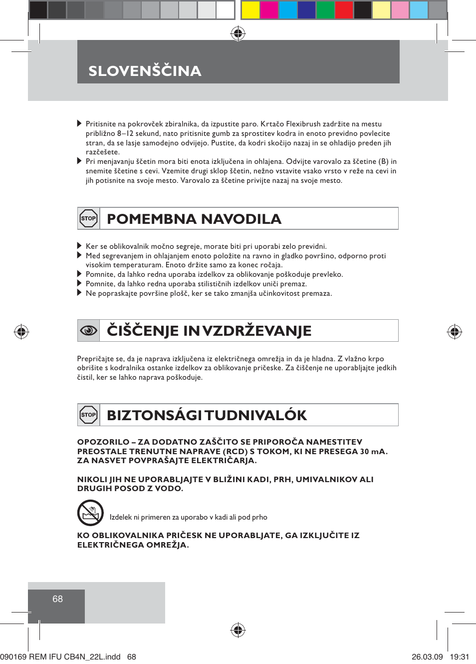 Slovenščina, Čiščenje in vzdrževanje, Pomembna navodila | Biztonsági tudnivalók | Remington CB4N User Manual | Page 70 / 84