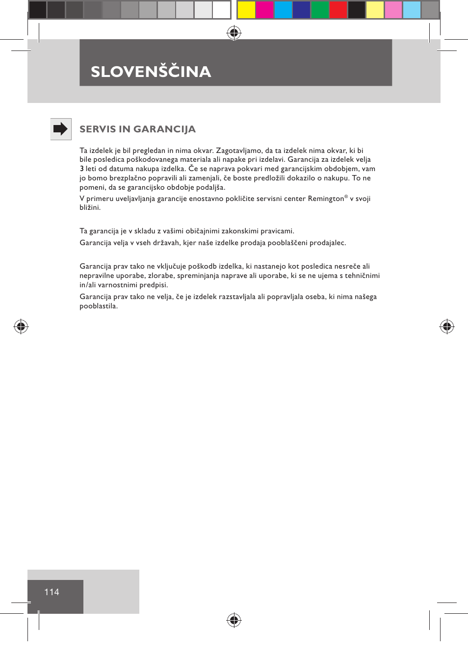 Slovenščina | Remington BHT2000 User Manual | Page 116 / 127