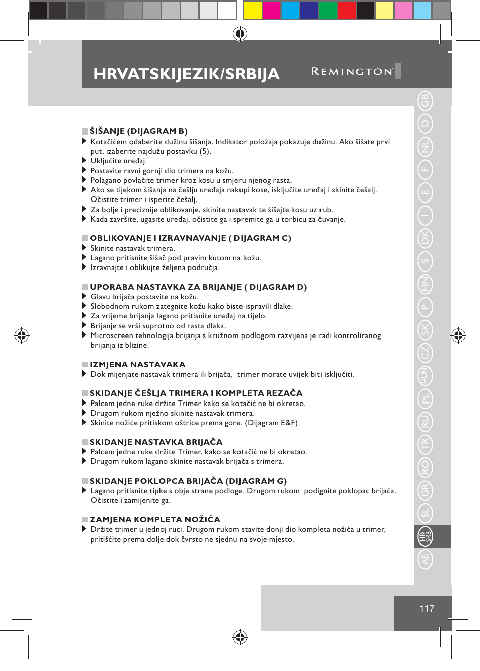 Hrvatski jezik / srbija | Remington BHT2000 User Manual | Page 119 / 127