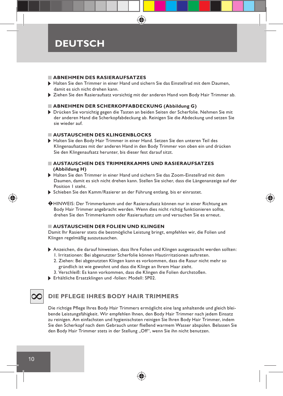 Deutsch | Remington BHT2000 User Manual | Page 12 / 127