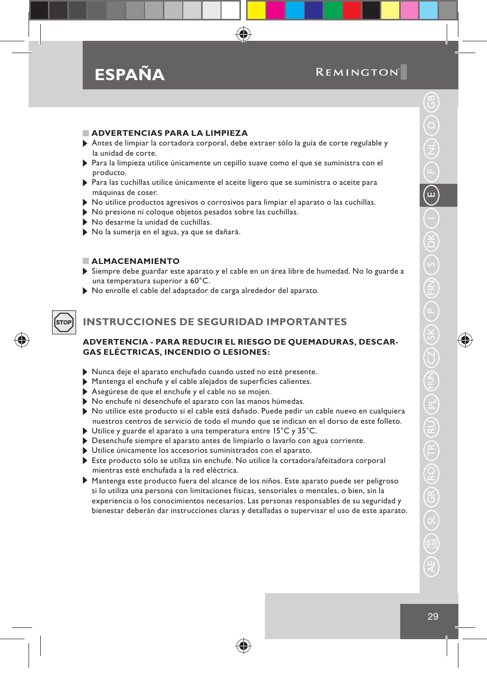 España | Remington BHT2000 User Manual | Page 31 / 127