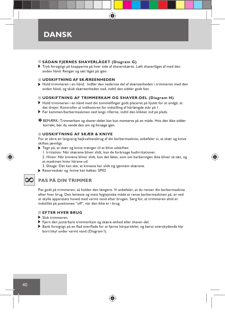 Dansk | Remington BHT2000 User Manual | Page 42 / 127
