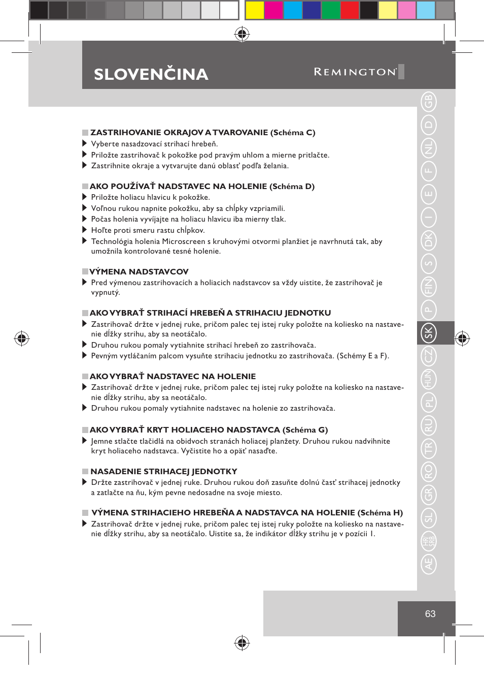 Slovenčina | Remington BHT2000 User Manual | Page 65 / 127