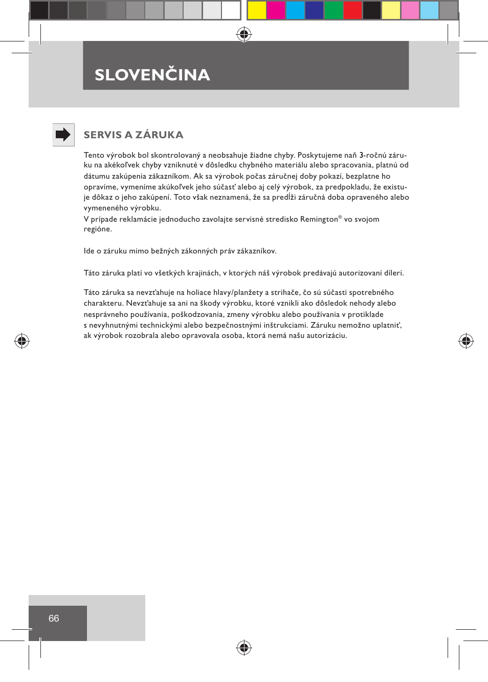 Slovenčina | Remington BHT2000 User Manual | Page 68 / 127