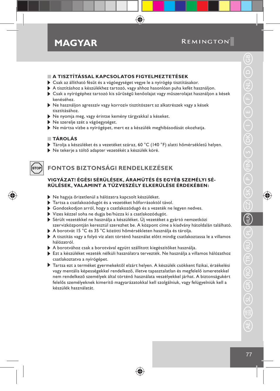 Magyar | Remington BHT2000 User Manual | Page 79 / 127
