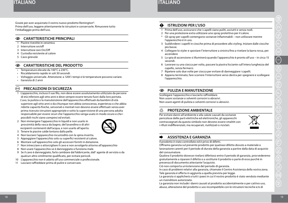 Italiano | Remington S1001GPV User Manual | Page 10 / 34