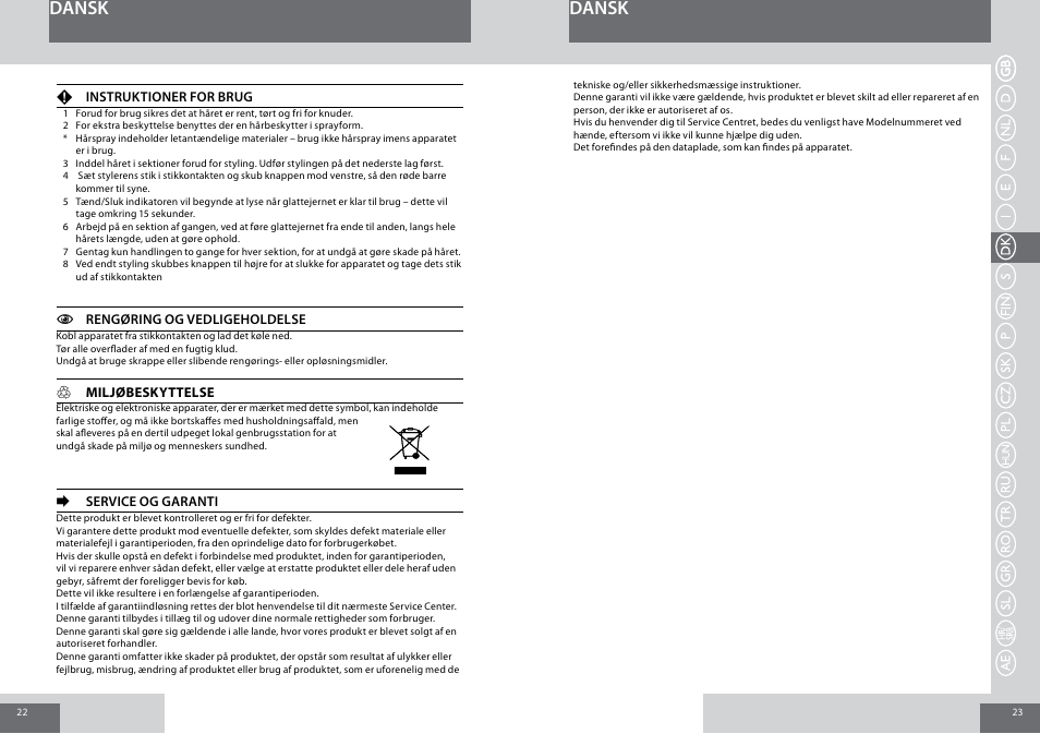 Dansk | Remington S1001GPV User Manual | Page 12 / 34