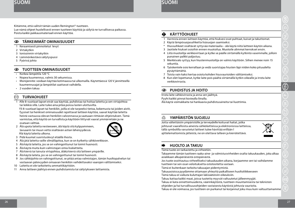 Suomi | Remington S1001GPV User Manual | Page 14 / 34