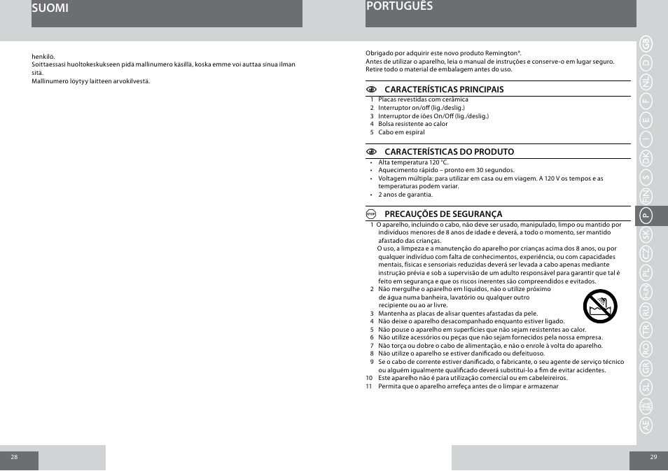 Suomi português | Remington S1001GPV User Manual | Page 15 / 34