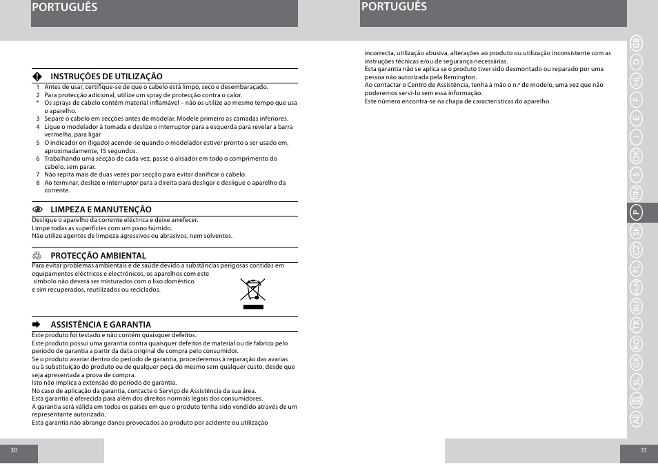 Português | Remington S1001GPV User Manual | Page 16 / 34