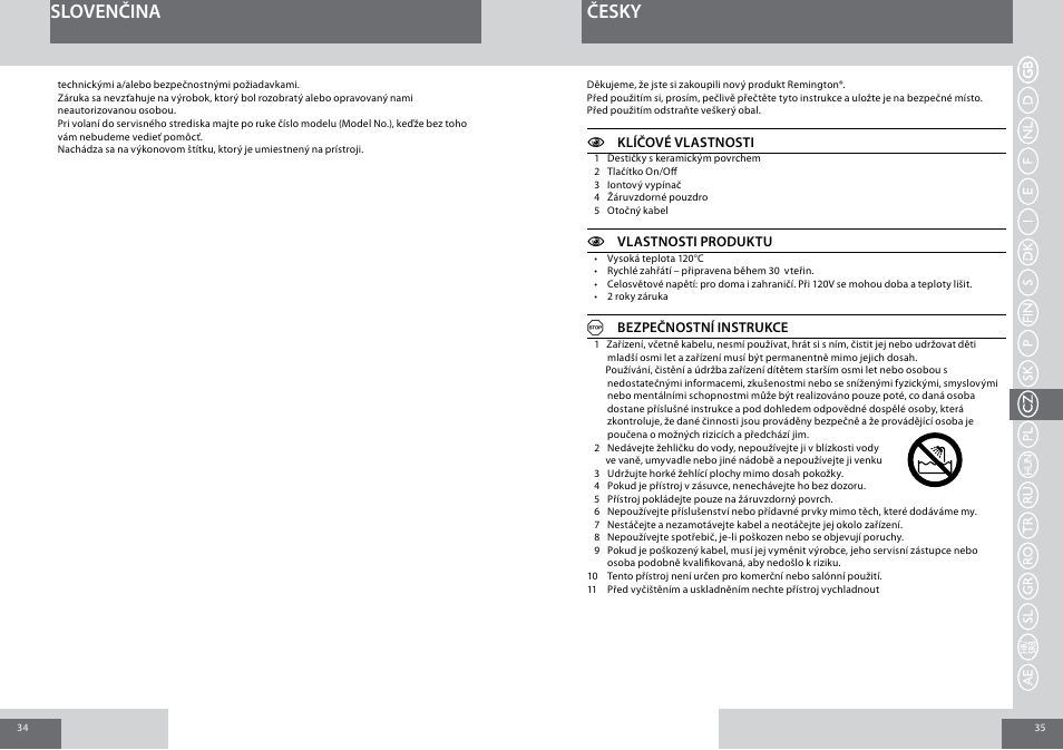 Slovenčina česky | Remington S1001GPV User Manual | Page 18 / 34