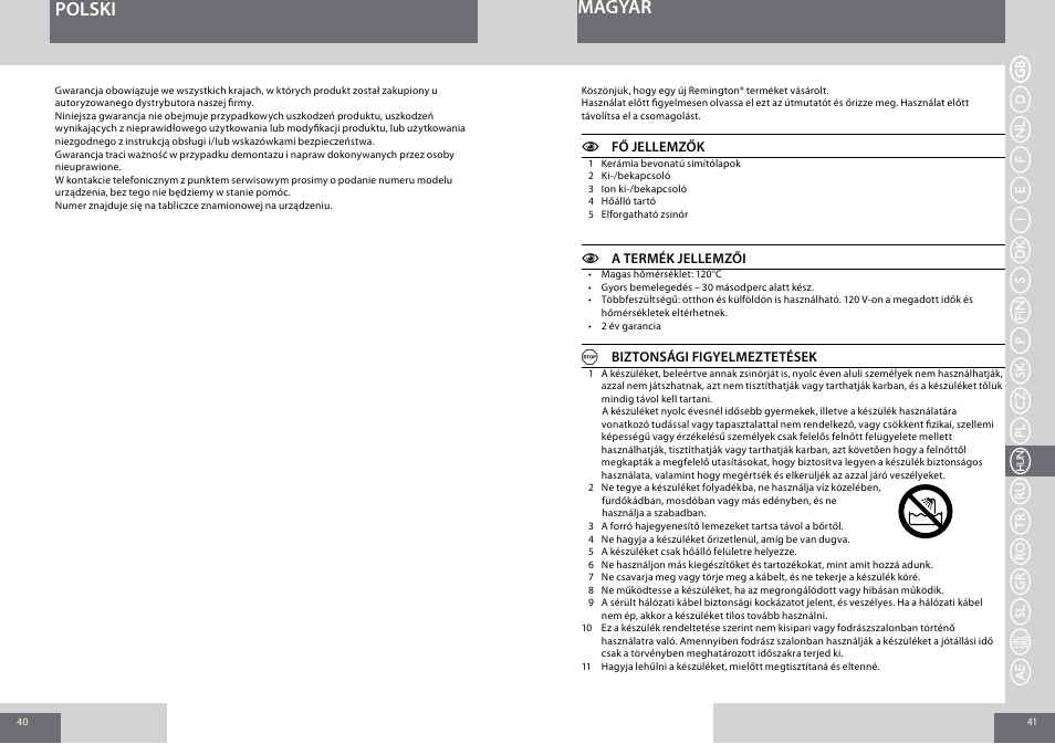 Polski magyar | Remington S1001GPV User Manual | Page 21 / 34