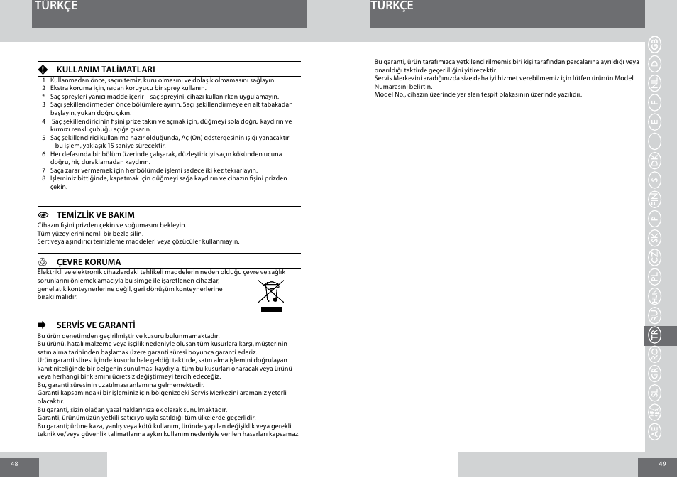 Türkçe | Remington S1001GPV User Manual | Page 25 / 34