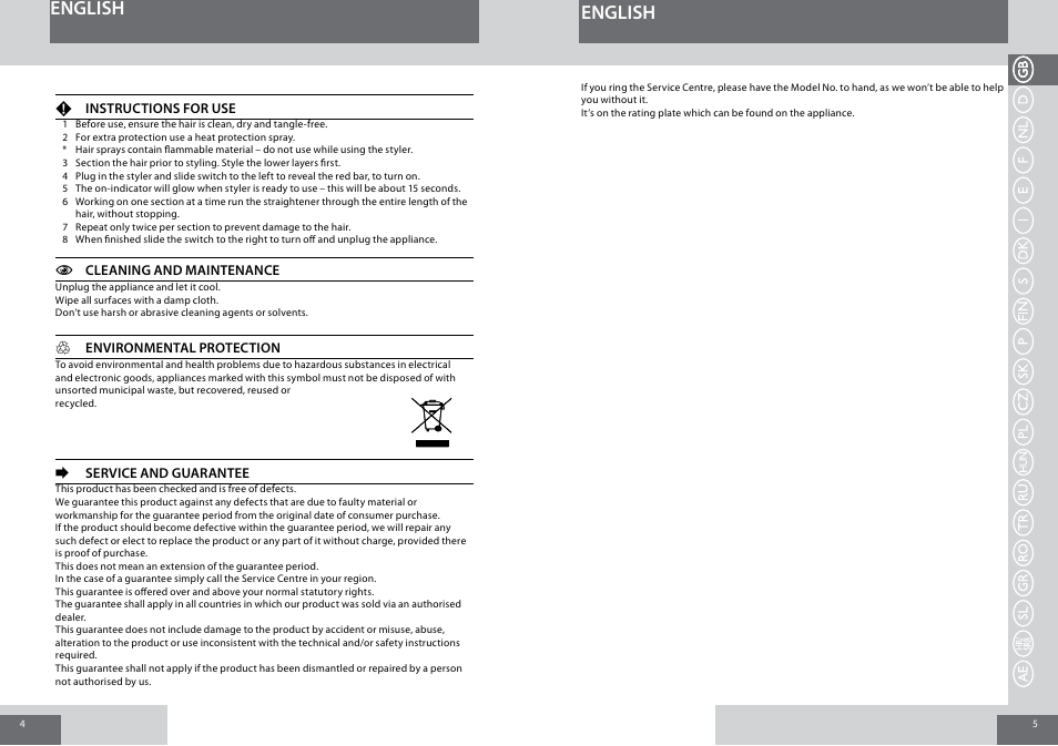 English | Remington S1001GPV User Manual | Page 3 / 34