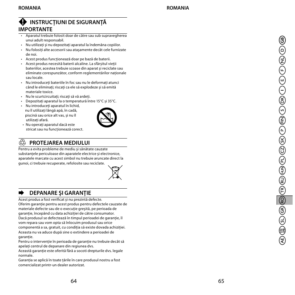 Instrucţiuni de siguranţă importante, Protejarea mediului, Depanare și garanție | Remington BHT6100 User Manual | Page 33 / 41