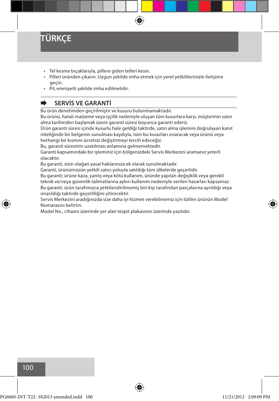 Türkçe, Eservis ve garanti | Remington PG6060 User Manual | Page 100 / 140