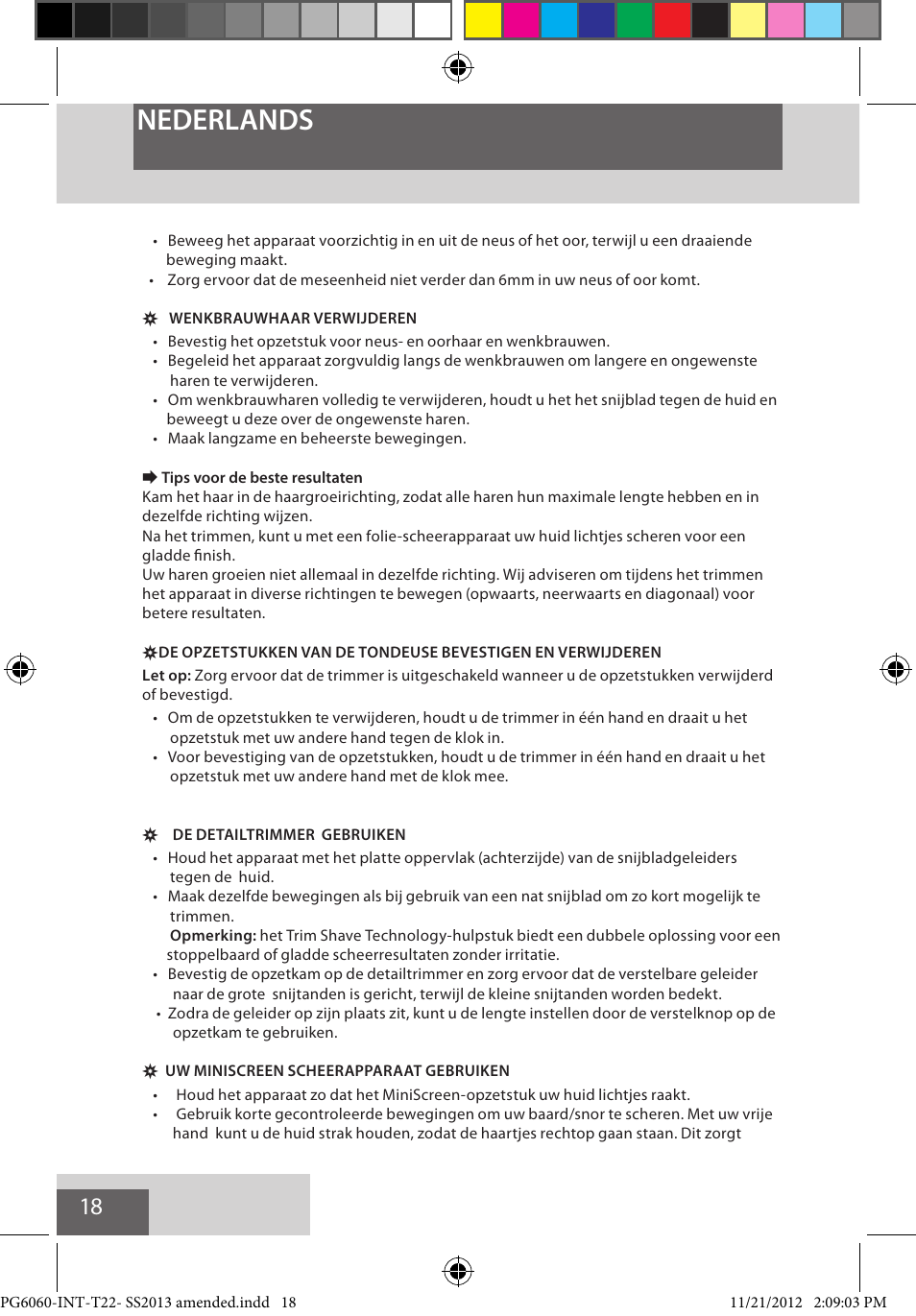 Nederlands | Remington PG6060 User Manual | Page 18 / 140