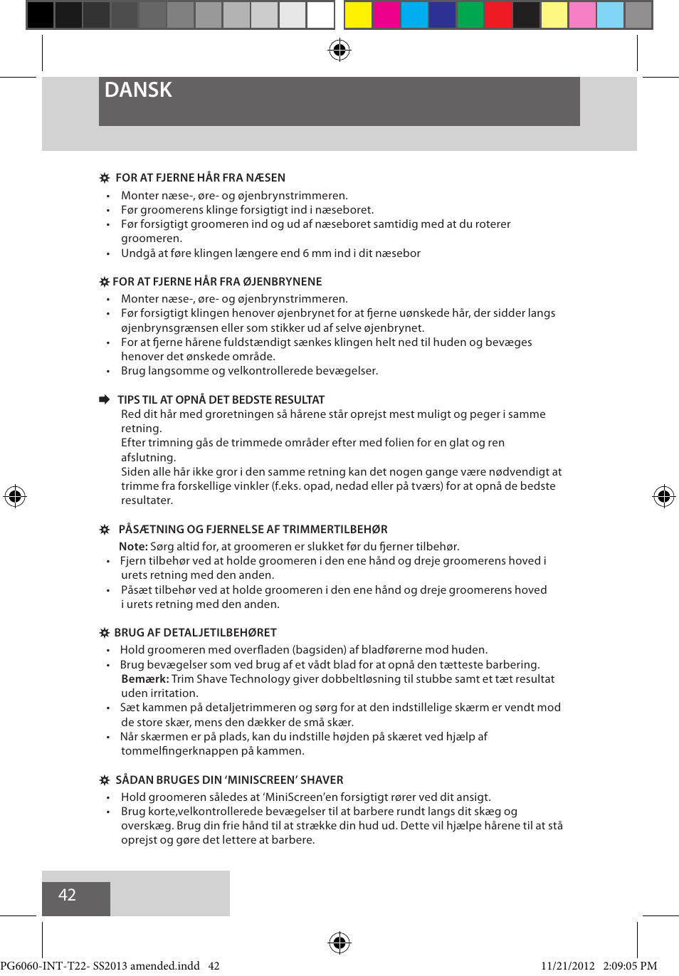 Dansk | Remington PG6060 User Manual | Page 42 / 140
