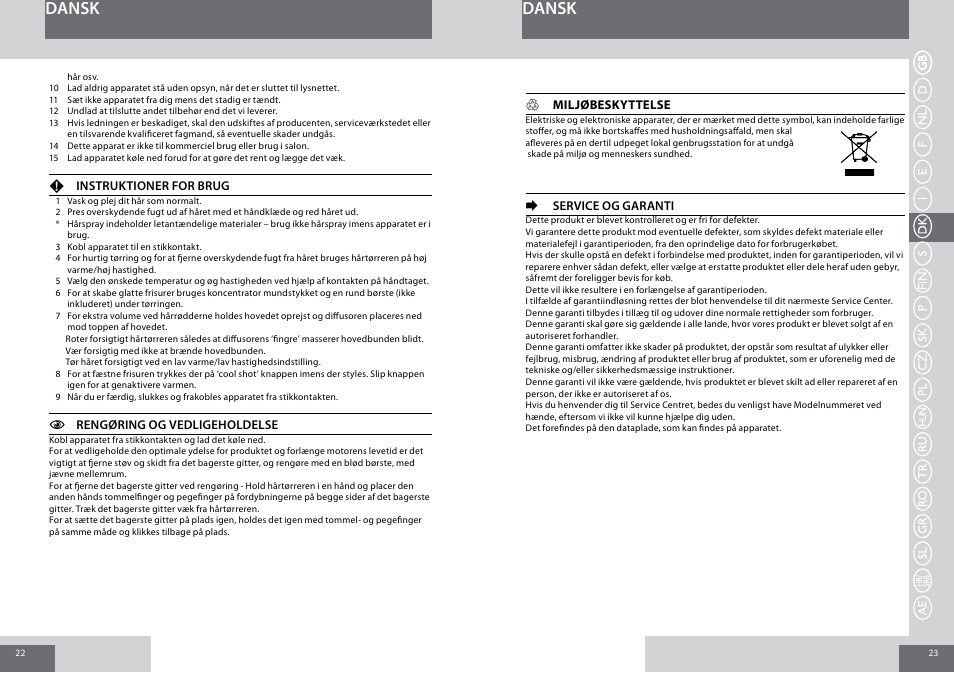 Dansk | Remington D3015 User Manual | Page 12 / 37
