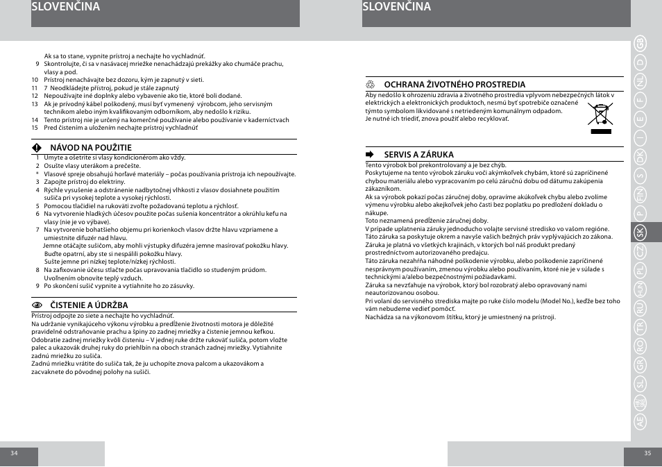 Slovenčina | Remington D3015 User Manual | Page 18 / 37