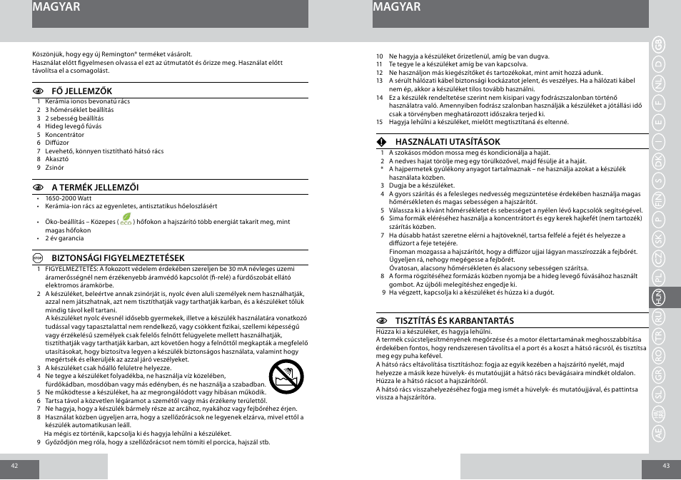 Magyar | Remington D3015 User Manual | Page 22 / 37