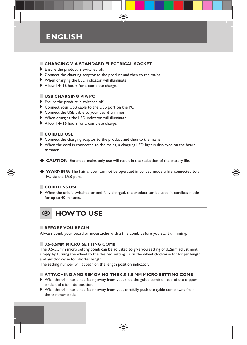 English, How to use | Remington MB4110 User Manual | Page 4 / 129