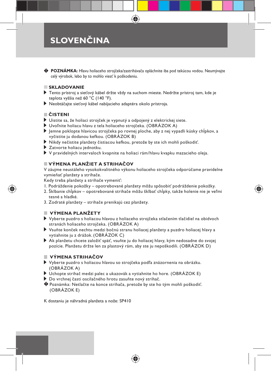 Slovenčina | Remington MB4110 User Manual | Page 66 / 129