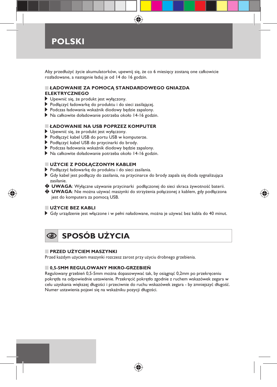 Polski, Sposób użycia | Remington MB4110 User Manual | Page 76 / 129