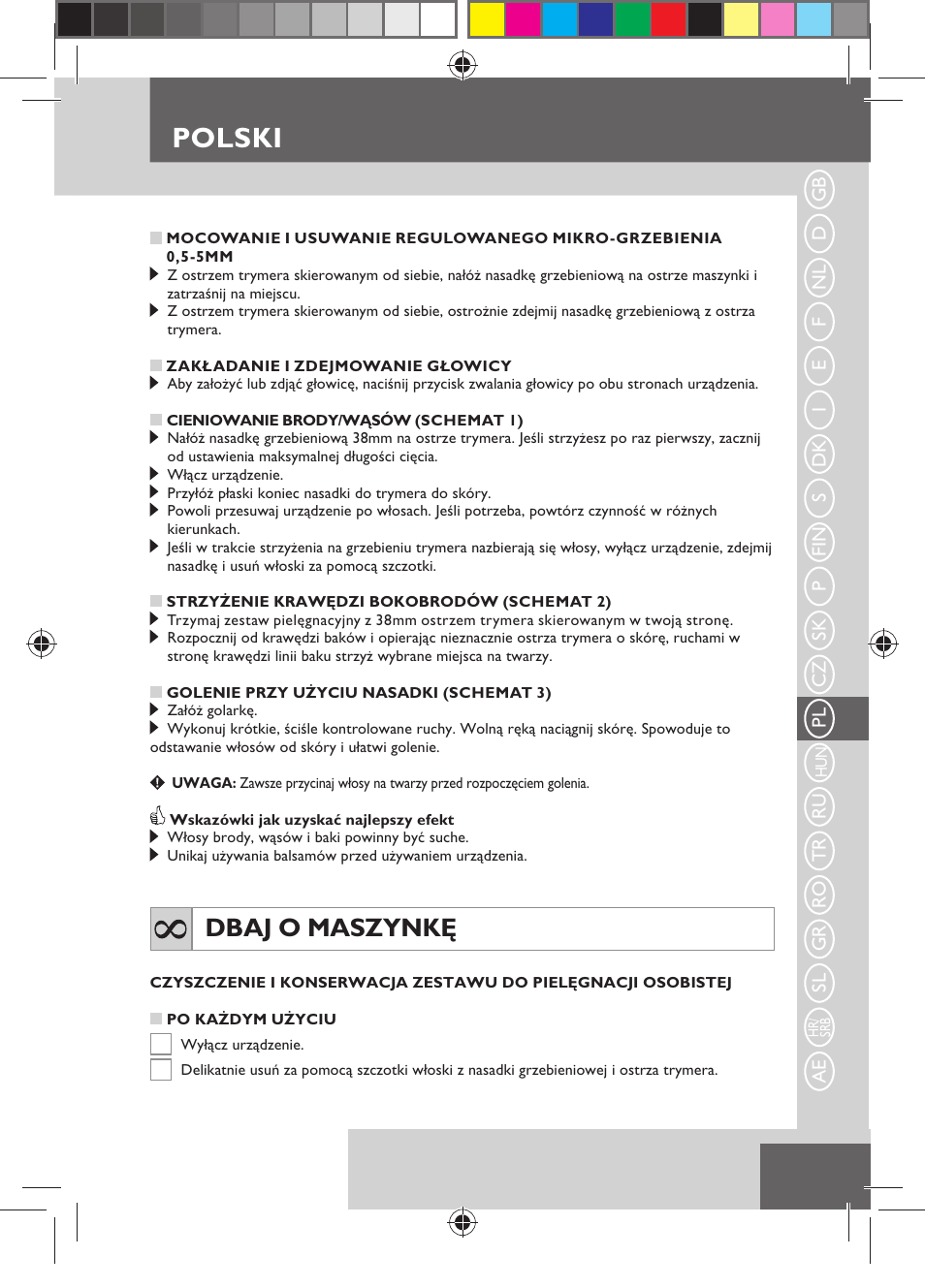 Polski, Dbaj o maszynkę | Remington MB4110 User Manual | Page 77 / 129