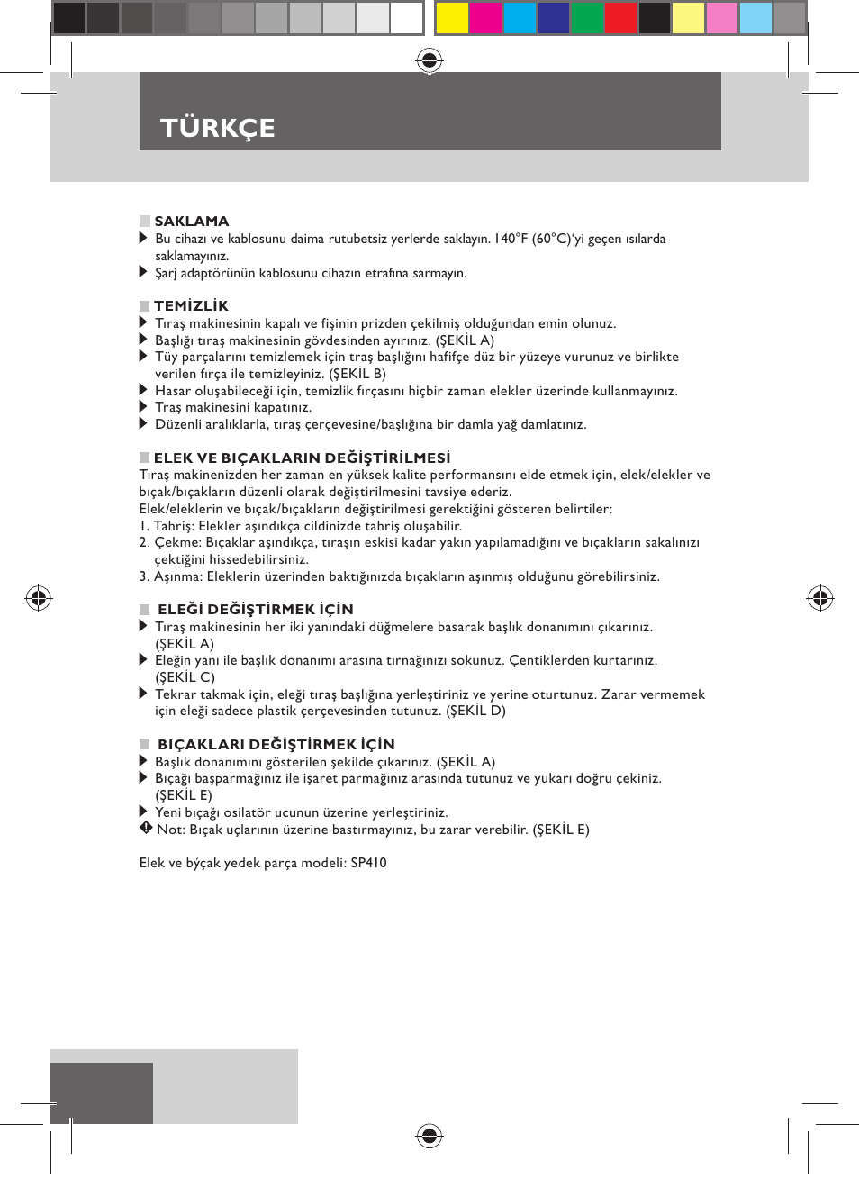 Türkçe | Remington MB4110 User Manual | Page 96 / 129