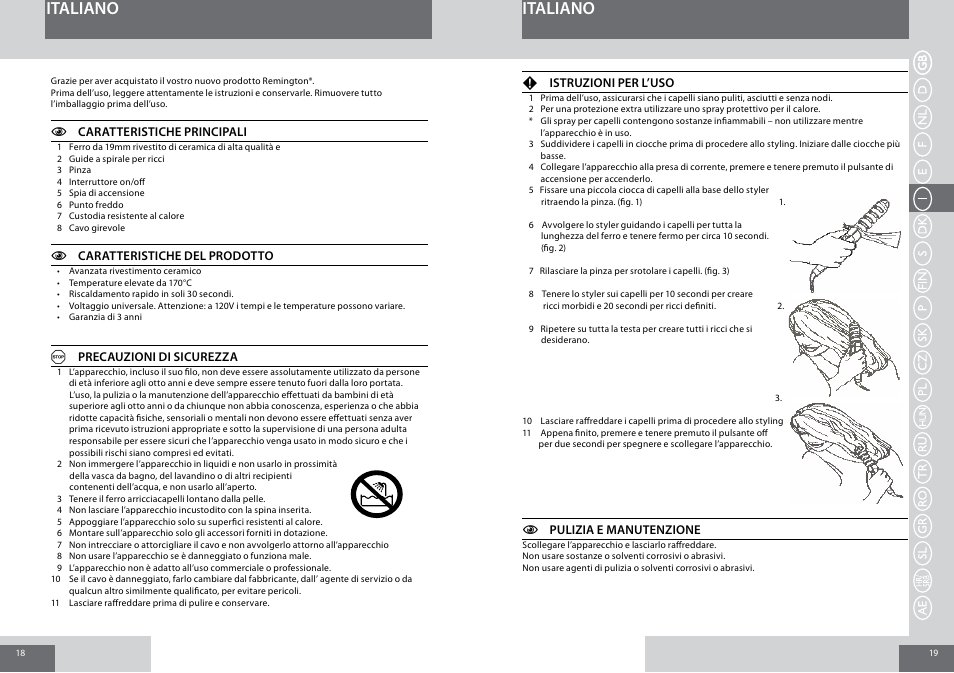 Italiano | Remington CI6219 User Manual | Page 10 / 36