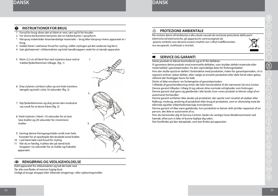 Dansk | Remington CI6219 User Manual | Page 12 / 36