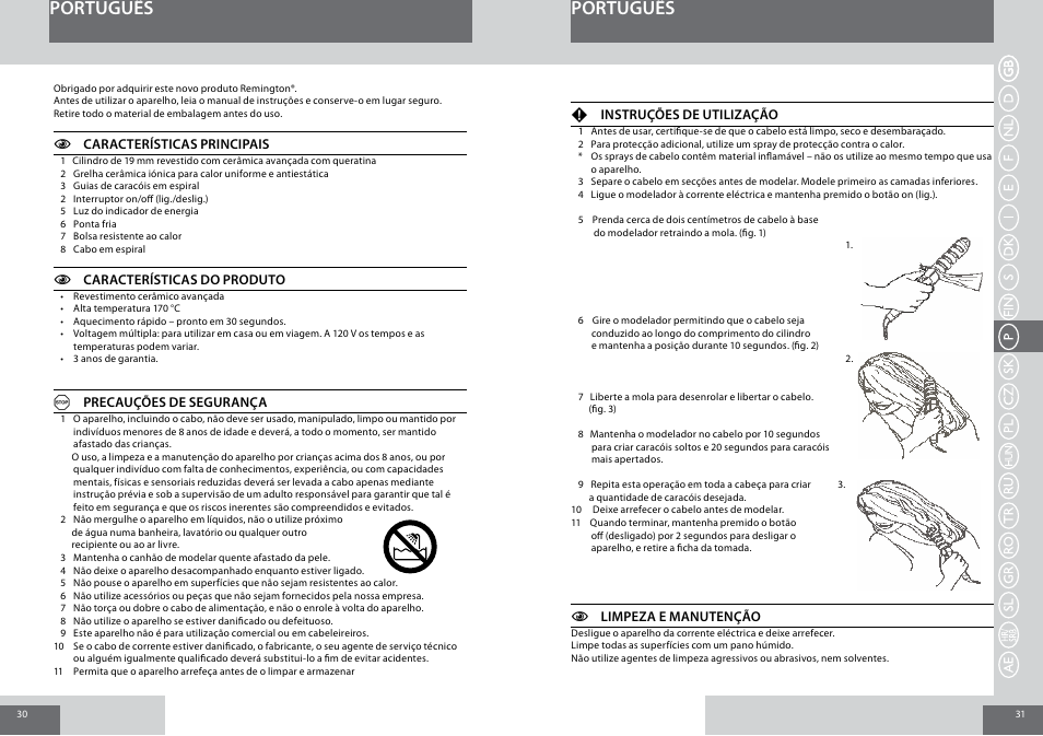 Português | Remington CI6219 User Manual | Page 16 / 36